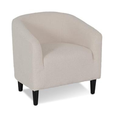 Imagem de Athena Collection Cadeira moderna com detalhes em barril, poltrona peluda e aconchegante para adultos, poltrona estofada macia e confortável para canto, sala de estar, quarto, sala de recepção, cinza