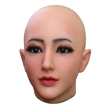 Imagem de LCUPPON - Máscara de silicone realista para crossdresser com maquiagem para crossdressing cosplay Halloween (marfim)
