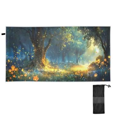 Imagem de ATTX Toalha de praia Magical Fantasy Forest 76 x 152 cm - Cobertor de microfibra leve de secagem rápida e resistente à areia para piscina, ioga, academia e viagens | Esportes de banho de natação