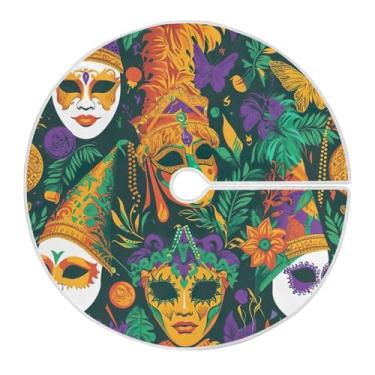 Imagem de Blueangle Saia de poliéster macio com estampa de máscaras de carnaval de 118 cm para decoração de carnaval (29)