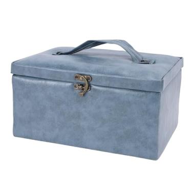 Imagem de Asixxsix Cesta de Costura, Armazenamento de Camada Dupla Com Bandeja Rígida de Qualidade Alimentar, Grande Caixa de Costura Vintage para Suprimentos de Costura, Linhas, Tesouras