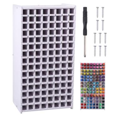 Imagem de GLOBLELAND Rack de armazenamento de marcadores artísticos para 120 marcadores, organizador de pintura, pincéis artísticos, canetas de aquarela, organizador de mesa