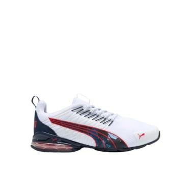 Imagem de PUMA Tênis masculino Voltaic Evo Cross Trainer, Retrofuture Core-puma branco-puma azul-marinho para todos os tempos vermelho, 39