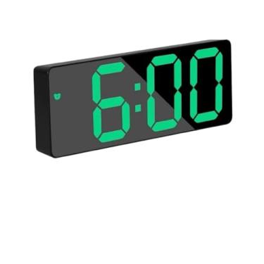 Imagem de Relógio Despertador Digital De Mesa 16X2.5X6cm Alarme Temperatura Pilha AAA Usb Preto Com Led (Preto Com Led Verde)