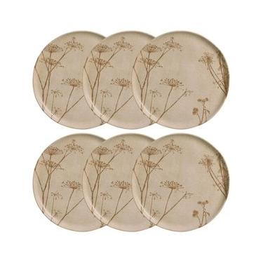 Imagem de Conjunto com 6 Pratos Rasos Porto Brasil Bio Cyperus em Stoneware 27,5 cm – Cinza