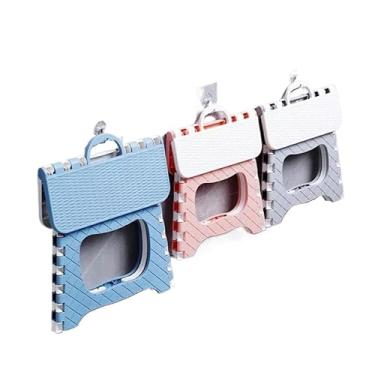 Imagem de Banqueta Banquinho Dobrável Resistente Para Viagem(CINZA,2 UNIDADE)