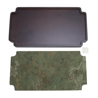Imagem de Bandeja de chá Wodden Gongfu estilo chinês MUNEFE, bandeja elegante para servir mesa de chá, bandeja para bule de chá chinês, bandeja para servir chá para escritório doméstico
