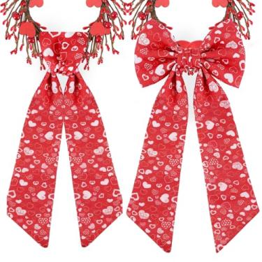 Imagem de 2 faixas de guirlanda para porta da frente, 147 x 11 cm, grinalda de coração doce, faixa de cetim, acessórios de fita para decoração de janela de parede e porta de quintal (Dia dos Namorados-3)