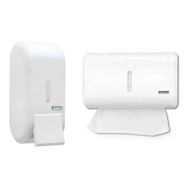 Imagem de Kit 1 Dispenser Sabonete Porta Sabão + Toalheiro Papeleira C
