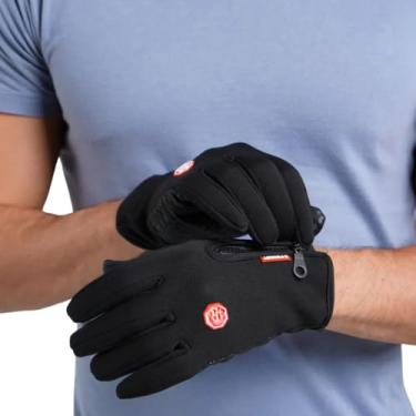 Imagem de Luvas Térmicas e Impermeáveis para Motociclista com Tela Touch, Preto, Tamanho Único, Resistente ao Vento e Água, Proteção Contra Frio