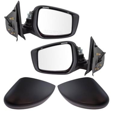 Imagem de TRQ Conjunto de par preto liso Mirror Power compatível com Nissan Versa 2015-2018