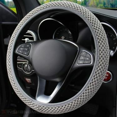 Imagem de Knonip Capa de volante Ice Silk com malha de massagem 3D, capa respirável para o verão, antiderrapante, ajuste universal para roda de 14,5 a 15 polegadas com aderência confortável e absorvente de suor