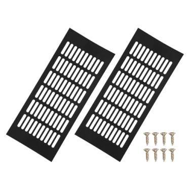Imagem de PATIKIL 2 peças 35,5 x 15,2 cm, capa de ventilação de grade de alumínio com parafusos de montagem para porta de teto de armário de guarda-roupa, preto