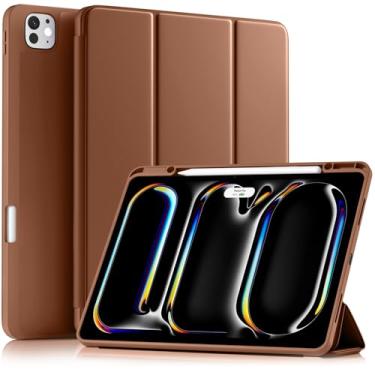 Imagem de Akkerds Capa compatível com iPad Pro de 13 polegadas (M5/M4) 2025/2024, para iPad 13 Pro com suporte para lápis, capa protetora fina com três dobras com parte traseira de TPU macio, despertar/hibernar