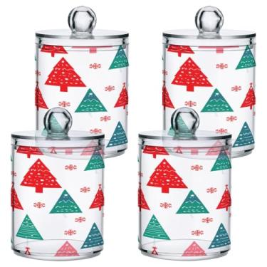 Imagem de STAYTOP 2 frascos de boticário Qtip para banheiro com etiquetas – Recipiente de armazenamento Qtip de plástico transparente para bola de algodão, cotonete, grão de café e árvore de Natal