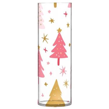 Imagem de CEBUGI Vaso de flores para árvores de Natal, 10 x 30 cm, vaso cilíndrico para flores, vaso transparente inquebrável para decoração de casa de festa de casamento