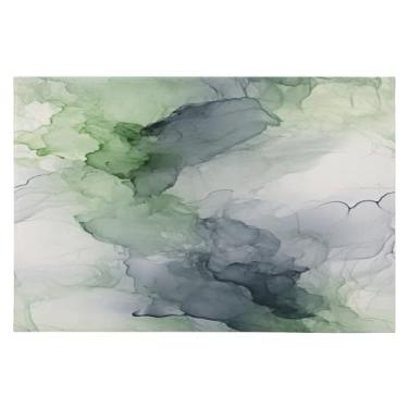 Imagem de Wassud Tapete de porta de mármore verde claro 61 x 89 cm, tapete de área lavável antiderrapante com suporte de borracha, tapete macio e macio para sala de estar, quarto, entrada, entrada