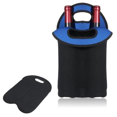 Imagem de Sacola para transporte de vinho com 2 garrafas, resistente ao transporte de vinho, garrafas de água/vinho; bolsa de transporte de garrafa de vinho isolada, sacos protetores de viagem para garrafas de