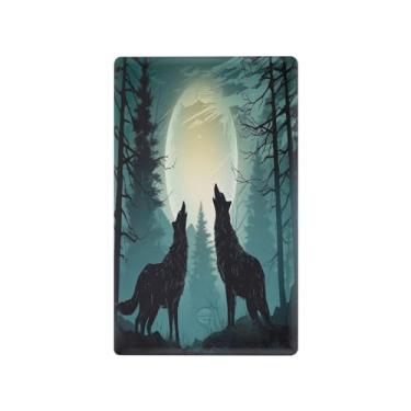Imagem de Wassud Placa de cobertura para interruptor de luz, interruptor único, capas de tomada, placa de parede, lobos olhando para a lua, decoração de casa, sala de estar, quarto, decoração