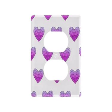 Imagem de Wassud Capa decorativa de placa de parede com interruptores de luz corações tamanho padrão para tomadas elétricas duplex
