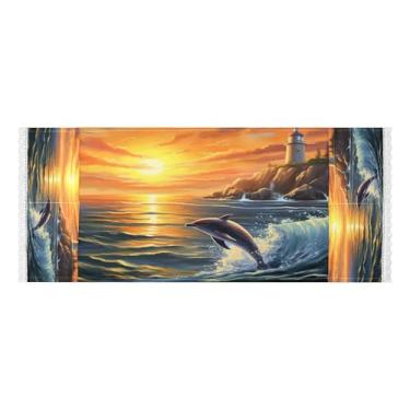 Imagem de Wassud Capas de lavadora e secadora de dois golfinhos e farol, protetor de lavadora com sacos de armazenamento, capa de geladeira à prova de poeira com bolsos para lavanderia doméstica, cozinha, 120 x