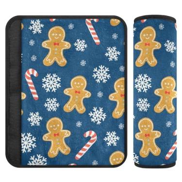 Imagem de Burbuja Capa de cinto de segurança masculina Gingerbread para carro, macio, confortável, protetor de cinto de segurança para alça de ombro de assento, 1 par pequeno