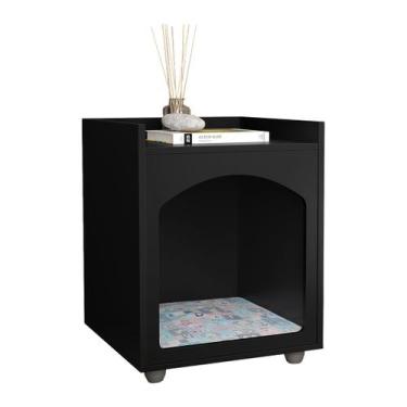 Imagem de Mesa de Cabeceira Quarto Casinha de Cachorro e Gato PET Cor:Preto Fosc