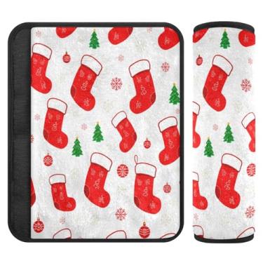 Imagem de Burbuja Christmas Stockings Capa para cinto de segurança de carro, macio, confortável, protetor de cinto de segurança para alça de ombro de assento, 1 par pequeno
