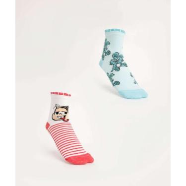 Imagem de Kit 2 Pares Meias Infantil Turma da Mônica-40061, Vermelho, 23/26