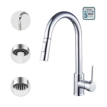 Imagem de Torneira Gourmet Monocomando de Mesa Cozinha Giratória Extensível Crom