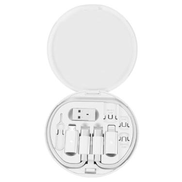 Imagem de Kit de cabo adaptador de carregamento portátil multi USB tipo C para C 5 em 1 USB C para iluminação USB A e tipo C para micro com caixa de armazenamento (branca)