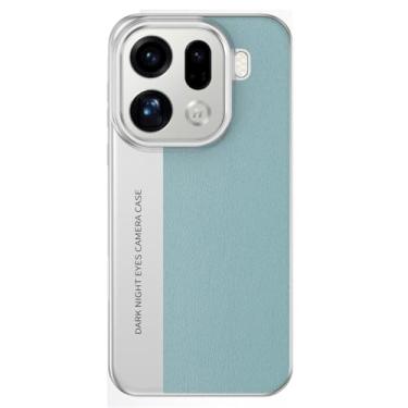 Imagem de HAOMRIYL Capa para Oppo Find X9/X9pro, proteção fina à prova de choque capa de couro PC rígido emenda cor estilo negócios, verde, X9