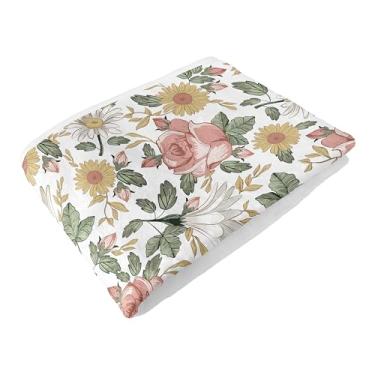 Imagem de Sweet Jojo Designs Cobertor infantil macio (boho floral vintage) para meninas, crianças, cobertores infantis 101,6 x 127 cm - Cobertores de lã de minky para bebês (rosa, boêmio, chique gasto, casa de