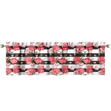 Imagem de mvhsuoem 1 peça de cortinas de cozinha flores para janelas de cozinha cortinas de arte de fazenda decoração sobre pia 46 x 137 cm