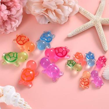 Imagem de LEECHY 60 peças luminosas mini tartarugas de resina, mini animais de resina para artesanato, miniatura, casa de bonecas, miniatura, animais pequenos, acessórios para casa de bonecas, jardim