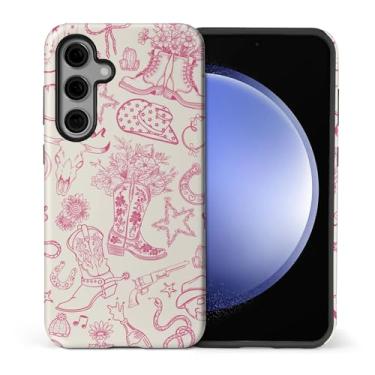 Imagem de Flivro Capa para Samsung Galaxy S25 FE, 2 em 1 PC capa rígida de silicone amortecedor interno anti-arranhões capa à prova de choque slim design bonito rosa vaqueira menina ocidental