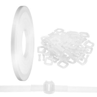 Imagem de PATIKIL Kit de cintas de fita de embalagem de plástico de 110 jardas, alça de embalagem com 50 peças de fivelas transparentes, ferramenta de bandagem universal para caixas de papel, itens de madeira
