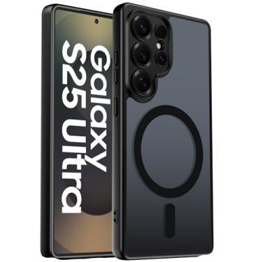 Imagem de Halokin Capa magnética para Samsung Galaxy S25 Ultra, [compatível com MagSafe], [proteção contra quedas de grau militar], capa protetora translúcida fosca fina à prova de choque para S25 Ultra, preta