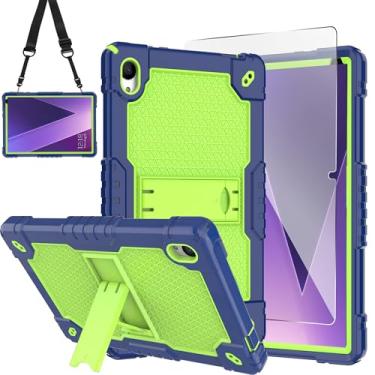 Imagem de Doemoil Capa para tablet Pritom Tab 10 Lite/TECLAST P26T/TECLAST P25T/Wetap M10 10,1 polegadas, à prova de choque, capa firme, alça de ombro com suporte embutido com protetor de tela (azul marinho