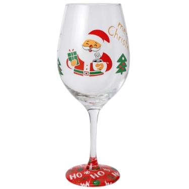 Imagem de Taça de Vinho Vidro 490 ml de Natal Papai Noel vermelho