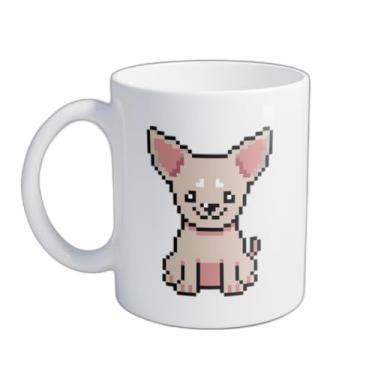 Imagem de Caneca Xícara de Café Porcelana 300ml Estilo Retro Chihuahua Pixel Art