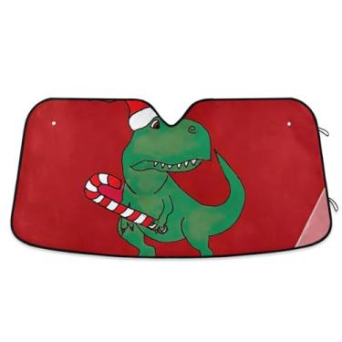 Imagem de Capa de para-brisa de bengala de dinossauro de Natal, para-sol para para-brisas de carro, acessórios de resfriamento de carro