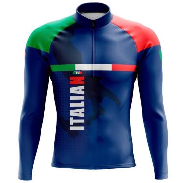Imagem de Camisa Ciclismo Masculina Manga Longa Italia-Masculino