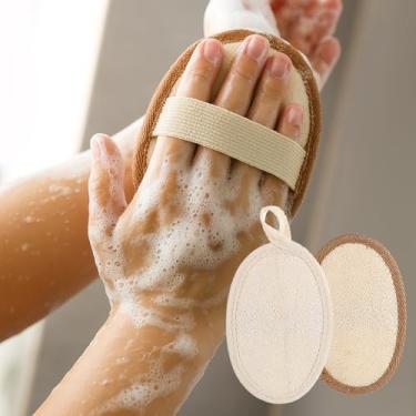 Imagem de Conjunto de 2 esponjas de bucha natural para chuveiro, esponjas suaves para esfregar o corpo, ferramentas de banho esfoliantes para mulheres
