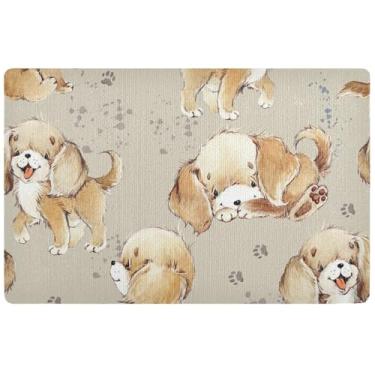 Imagem de TSENQUE Tapete personalizado de desenho animado de cães fofos, decoração de varanda, tapetes de entrada internos laváveis para casa, 81 x 50 cm