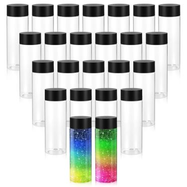 Imagem de Hpmjz 24 garrafas sensoriais vazias de 350 ml, garrafa de plástico transparente à prova de vazamento, garrafa de água de suco reutilizável com tampas para fazer artesanato artesanal, suprimentos de