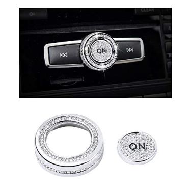 Imagem de CARFIB Acessórios brilhantes para interior do carro para Mercedes Benz C E Class CLS GLA SLC W204 W212 botão seletor de volume botão decalque capa decalque peças decoração masculino feminino liga de zinco cristal prata 2 peças