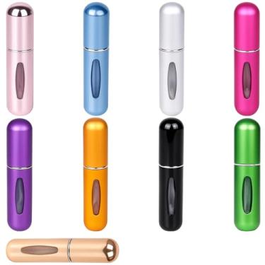 Imagem de ZHLKHIOP Pulverizador de colônia de viagem de 9 peças, conjunto de atomizador de colônia com 9 cores, atomizador portátil de viagem para perfume e óleos essenciais, design à prova de vazamento