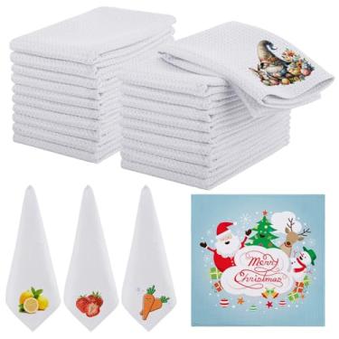 Imagem de Ovveroche 30 peças de toalhas de sublimação em branco, 30 x 30 cm DIY microfibra sublimação toalha de cozinha transferência de calor branco prato toalhas de chá em branco