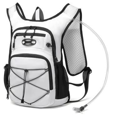 Imagem de Wotony Mochila leve de hidratação com bexiga de água 2LOR 3L para ciclismo, caminhada, rave - mochila de água para homens e mulheres (branca, 3L-bexiga)